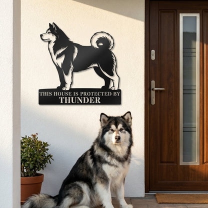 Personalized Alaskan Malamute Guard Metal Sign. Custom Dog Name Wall Decor