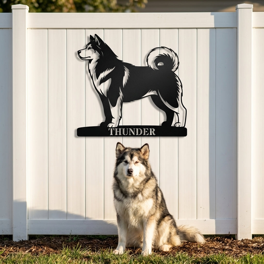 Personalized Alaskan Malamute Metal Sign. Custom Dog Owner Wall Decor Gift
