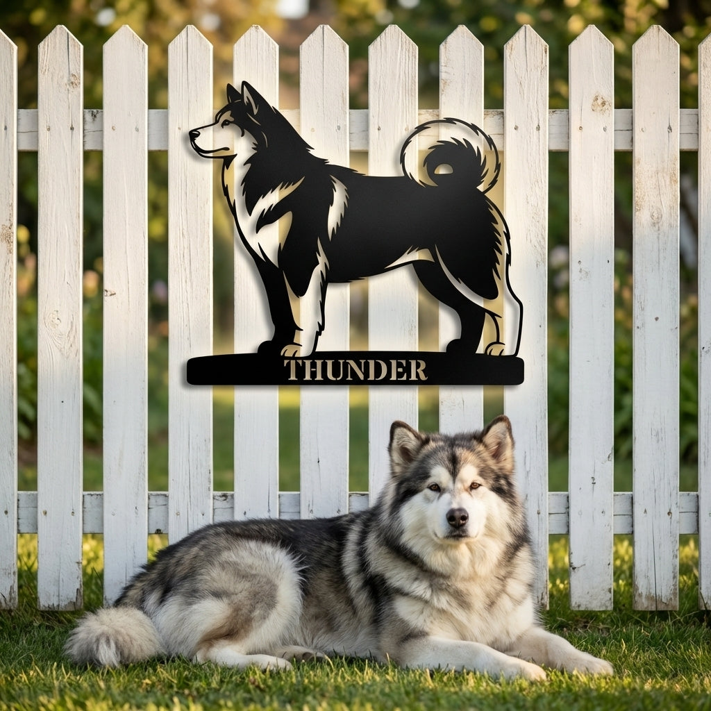 Personalized Alaskan Malamute Metal Sign. Custom Dog Owner Wall Decor Gift