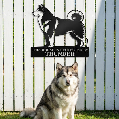 Personalized Alaskan Malamute Guard Metal Sign. Custom Dog Name Wall Decor