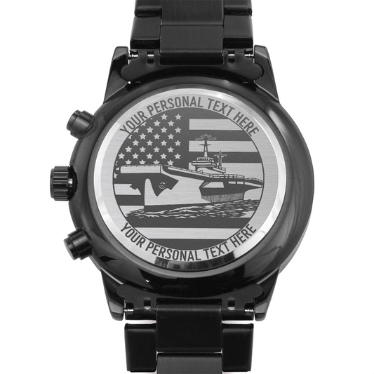 Personalized Laser-Engraved US Battleship Wristwatch