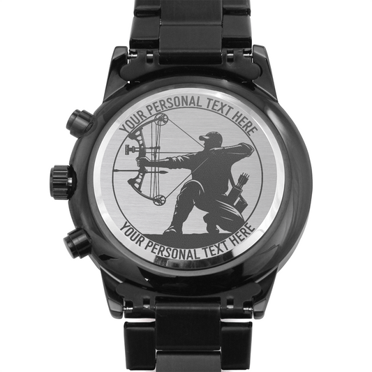 Personalized Bow Hunter Metal Wristwatch With Custom Name