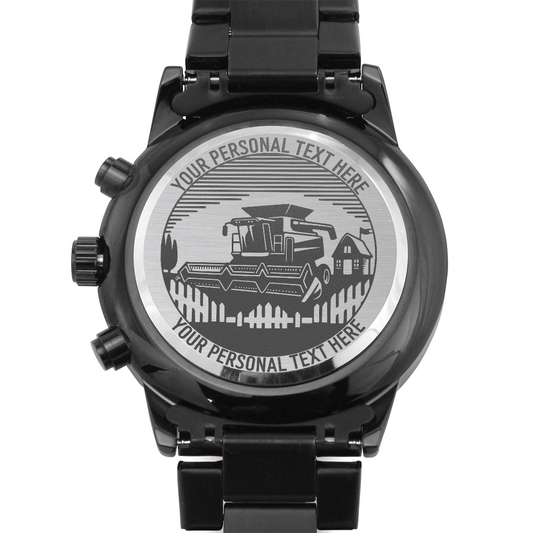 Personalized Laser-Engraved Farmer Metal Wristwatch Gift