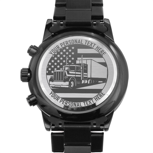 Personalized Laser-Engraved US Big Rig Metal Wristwatch