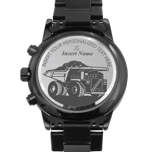 Personalized Laser-Engraved Dump Truck Driver Metal Wristwatch