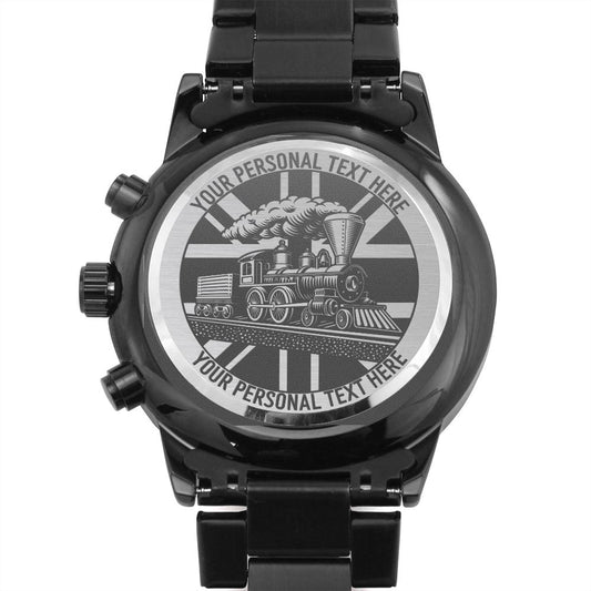 Personalized British Railway Metal Watch Gift. Laser Engraved Gift For UK Steamtrain Operator