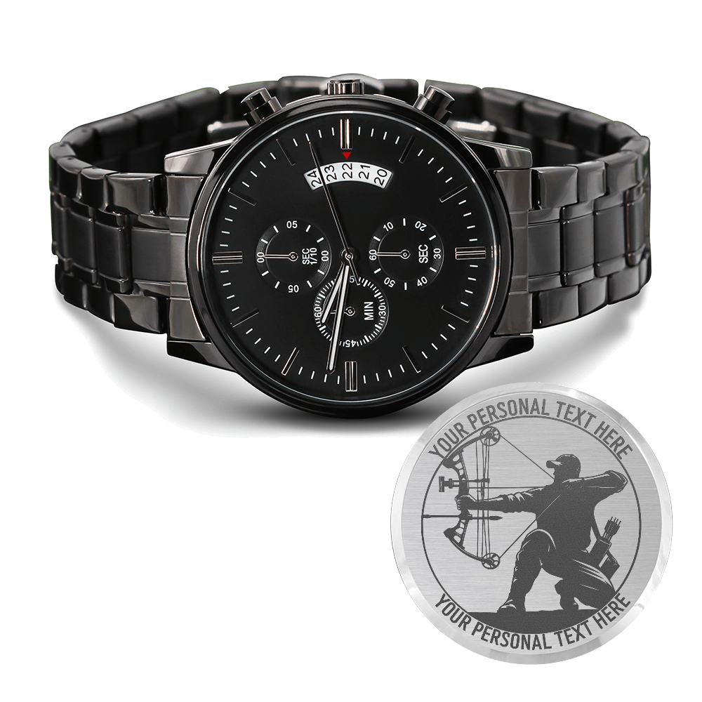 Personalized Bow Hunter Metal Wristwatch With Custom Name