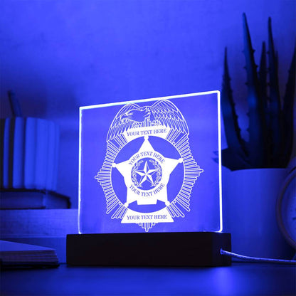Personalized Eagle Police Badge Acrylic Sign. Custom Cop Badge LED Plaque Gift. Cop Gift. Officer Name Gifts. Law Enforcement Office Decor