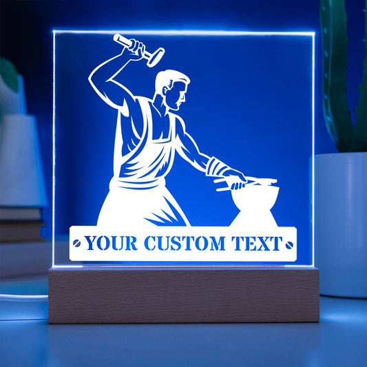 Personalized Blacksmith Name Acrylic Sign. Custom Ironworker LED Plaque Gift