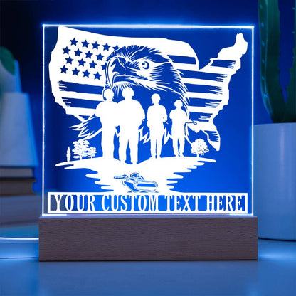 Personalized Patriotic US Military Name Acrylic LED Sign. Custom Army Light Plaque Gift. American Veteran Decor. Patriotic US Soldier Decor