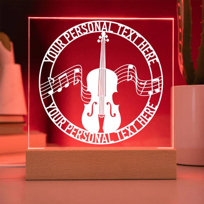 Personalized Cello Instrument Acrylic Sign. Custom Musician Name LED Plaque Gift. Music Room Light Decor. Music Studio Desktop Decoration