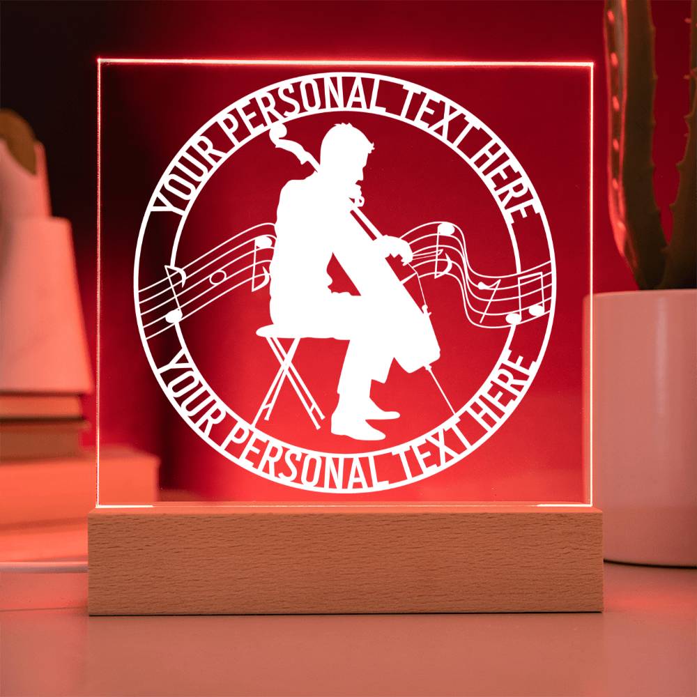 Personalized Cello Player Acrylic Sign Gift. Custom Cellist LED Plaque Gift. Music Room Light Decor. Music Studio Desktop Decoration Gift