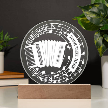 Personalized Accordion Instrument Acrylic Sign. Custom Musican Name LED Plaque Gift. Music Room Light Decor. Music Studio Desk Decoration