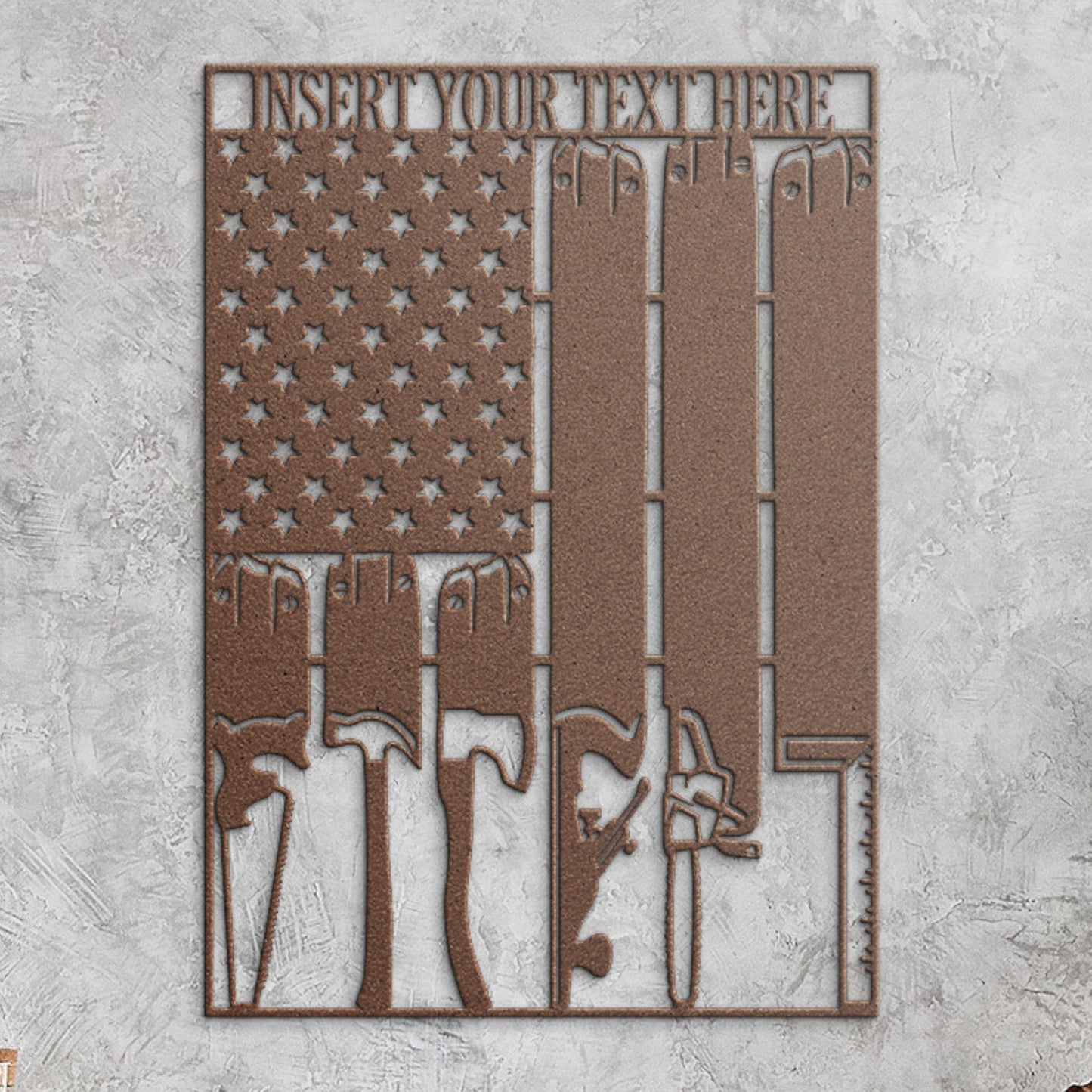 Personalized Carpenter Tools Metal Sign Gift. American Flag Monogram. Custom Patriotic Woodworker Wall Decor Art. Joiner Wall Hanging Design