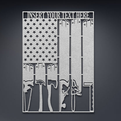 Personalized Carpenter Tools Metal Sign Gift. American Flag Monogram. Custom Patriotic Woodworker Wall Decor Art. Joiner Wall Hanging Design