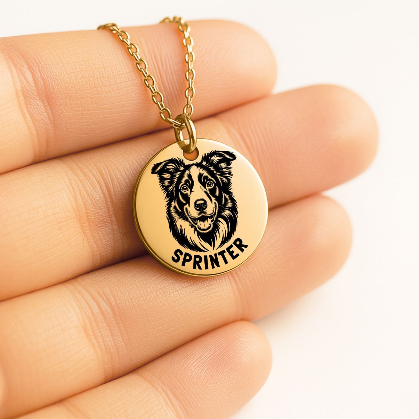 Personalized Dog Mom Border Collie Necklace with message card + Jewelry Gift Box