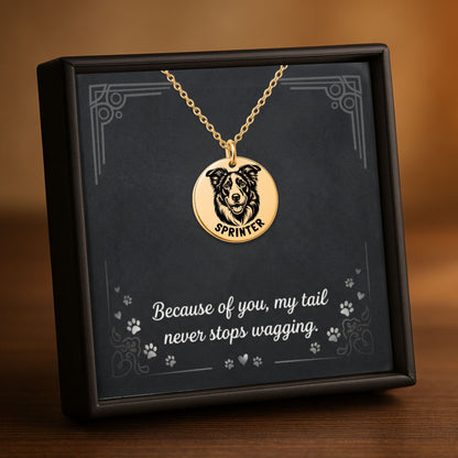 Personalized Dog Mom Border Collie Necklace with message card + Jewelry Gift Box