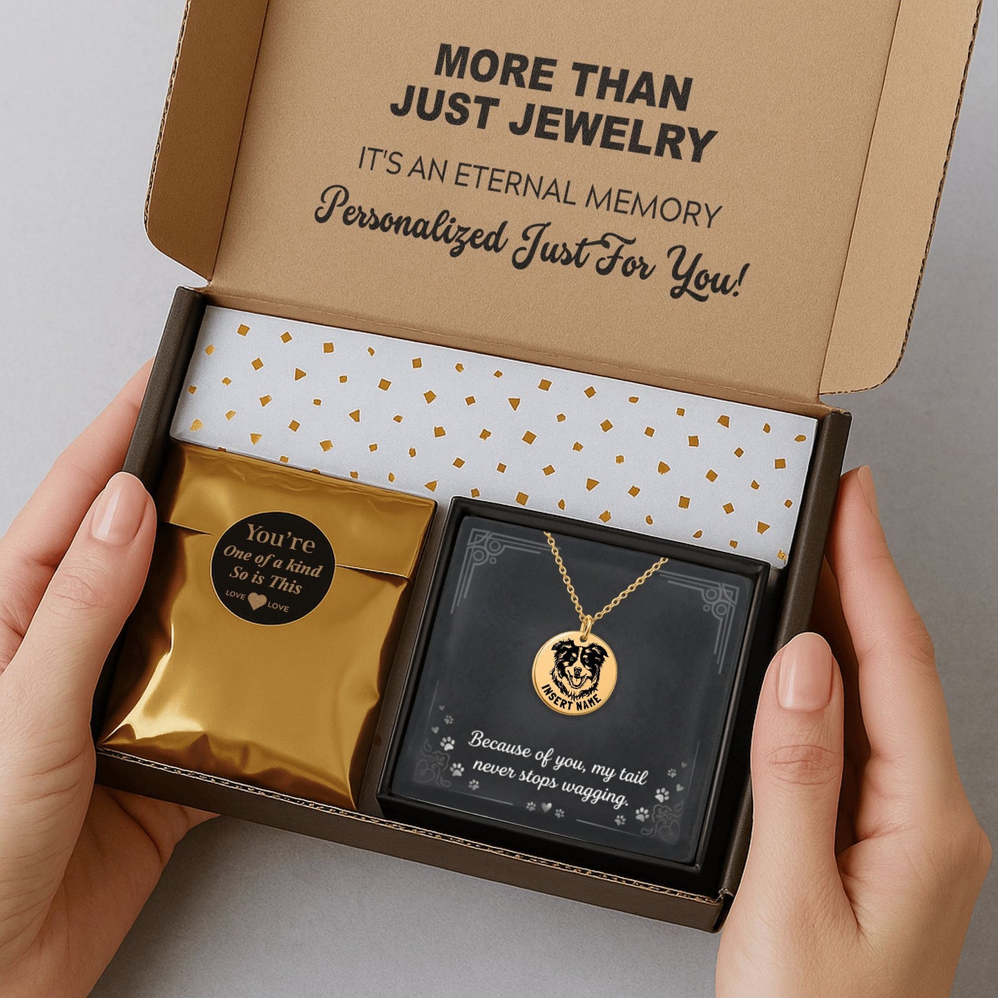 Personalized Australian Shepherd Dog Mom Necklace with message card + Jewelry Gift Box