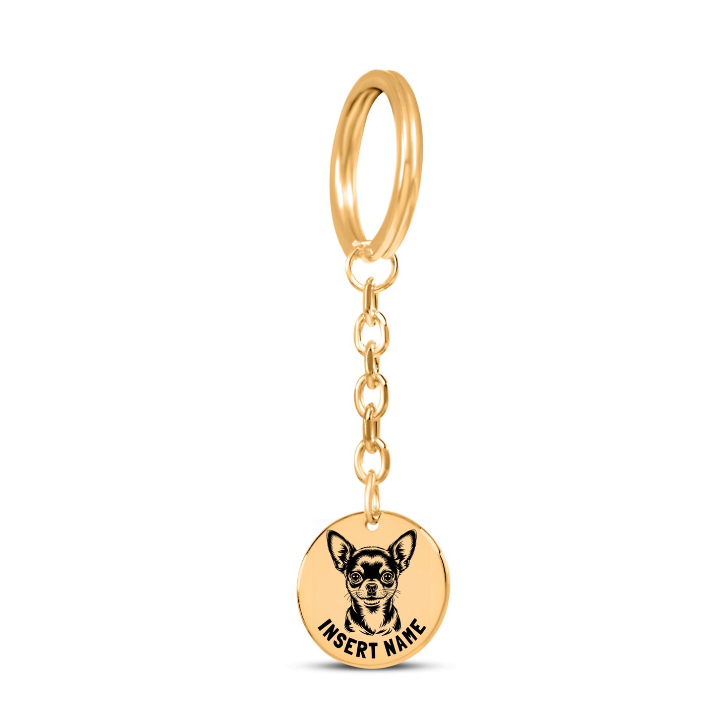 Personalized Chihuahua engraved keychain in jewelry box with message card