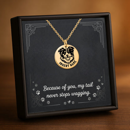 Personalized Australian Shepherd Dog Mom Necklace with message card + Jewelry Gift Box