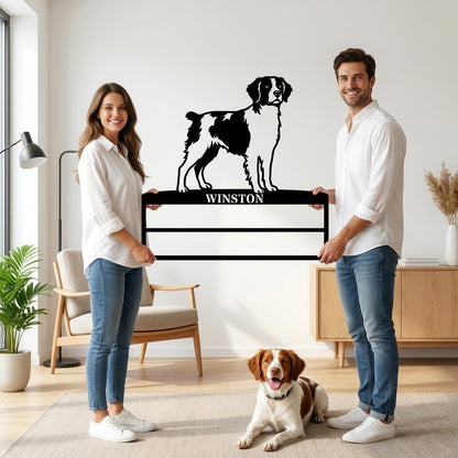 Personalized Brittany Dog Rosette Name Metal Sign Champion Display
