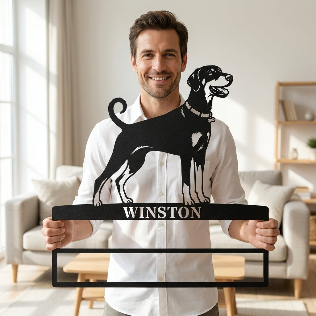 Personalized Dobermann Rosette Name Metal Sign Champion Display