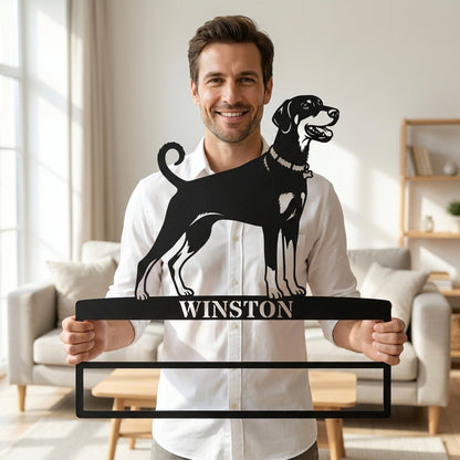Personalized Dobermann Rosette Name Metal Sign Champion Display