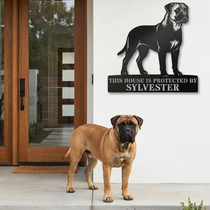 Bullmastiff Guard Dog Name Metal Sign. Custom Dog  Wall Decor