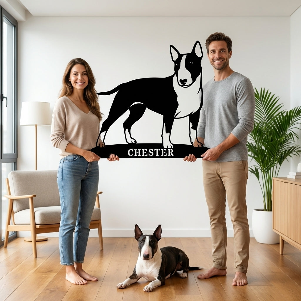 Personalized Bull Terrier Name Metal Sign. Custom Dog Owner Wall Decor Gift