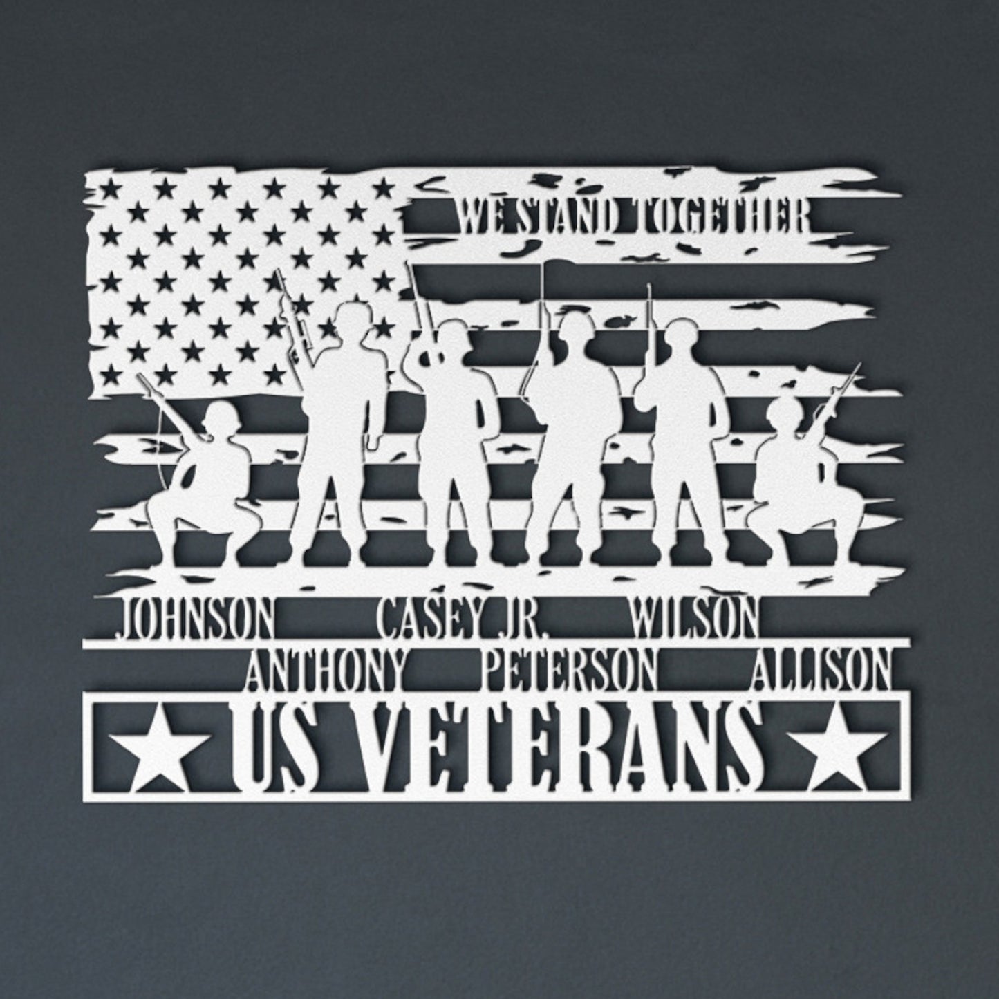Personalized US Veteran Names Metal Sign Gift. Patriotic Army Wall Hanging. US Military Brothers Reunion. Custom American Veteran Flag Decor