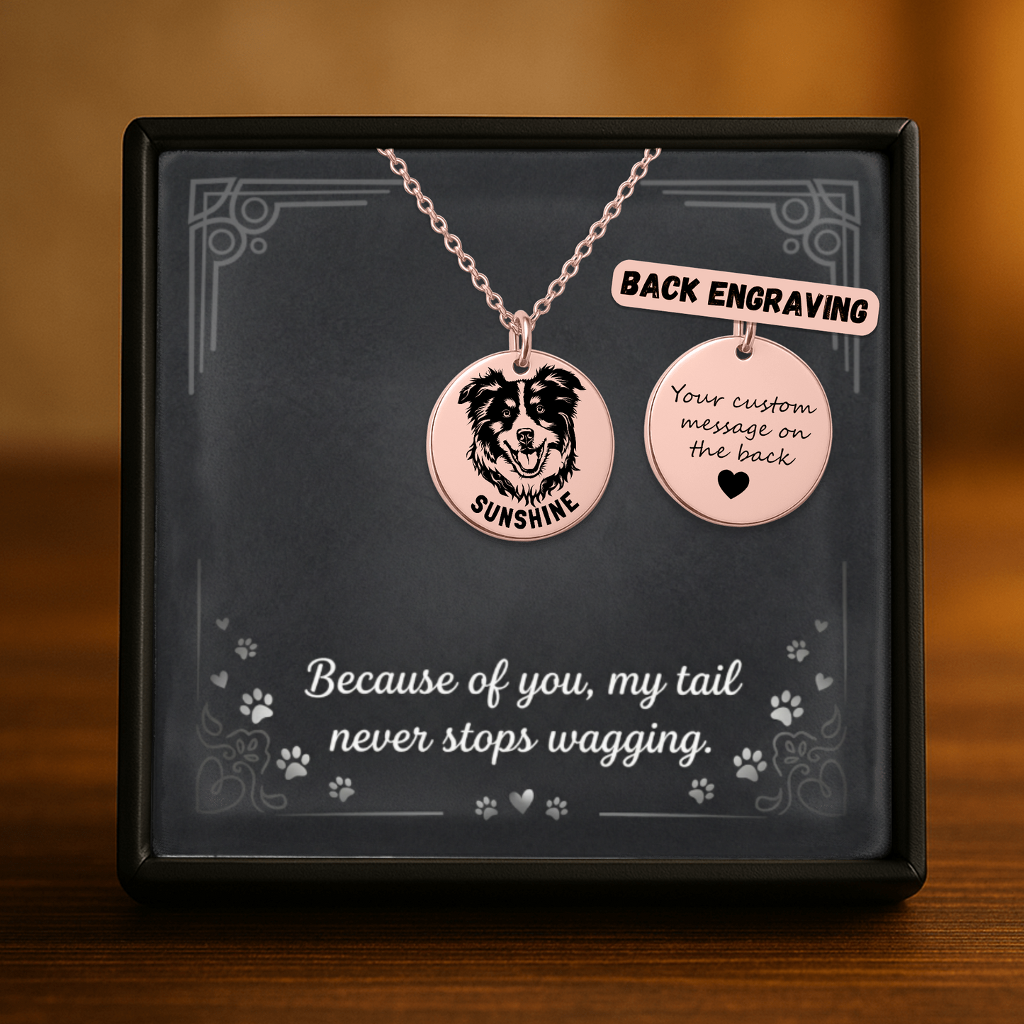 Personalized Australian Shepherd Dog Mom Necklace with message card + Jewelry Gift Box
