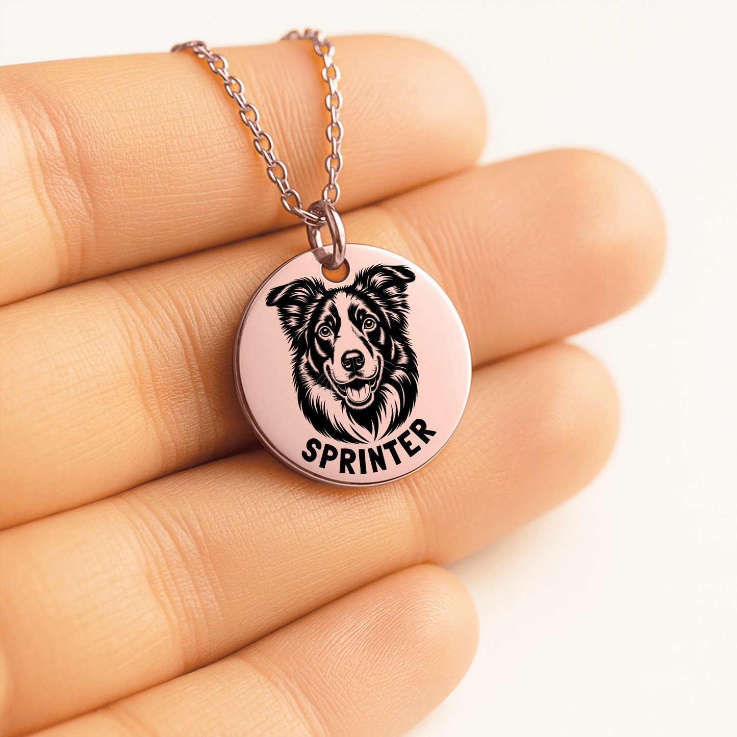 Personalized Dog Mom Border Collie Necklace with message card + Jewelry Gift Box