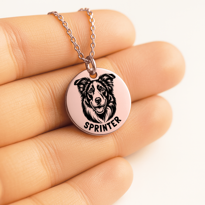 Personalized Dog Mom Border Collie Necklace with message card + Jewelry Gift Box