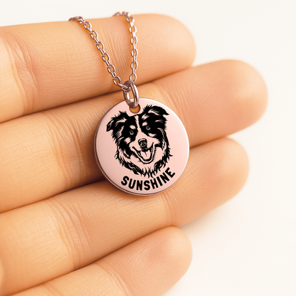 Personalized Australian Shepherd Dog Mom Necklace with message card + Jewelry Gift Box