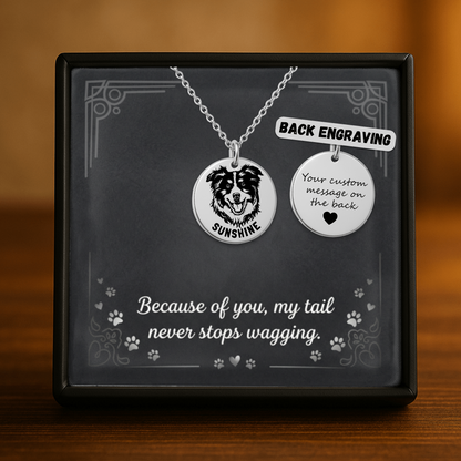 Personalized Australian Shepherd Dog Mom Necklace with message card + Jewelry Gift Box