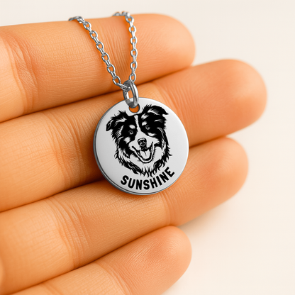 Personalized Australian Shepherd Dog Mom Necklace with message card + Jewelry Gift Box