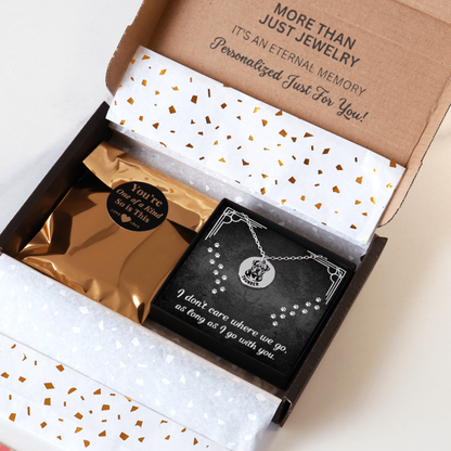 Personalized engraved American Bulldog necklace in a jewelry box with a sweet message card