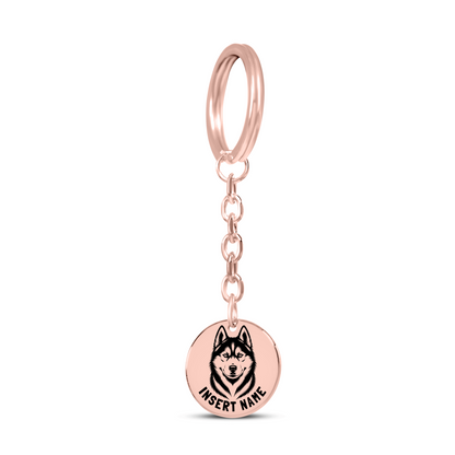 Personalized Husky engraved keychain in jewelry box 1