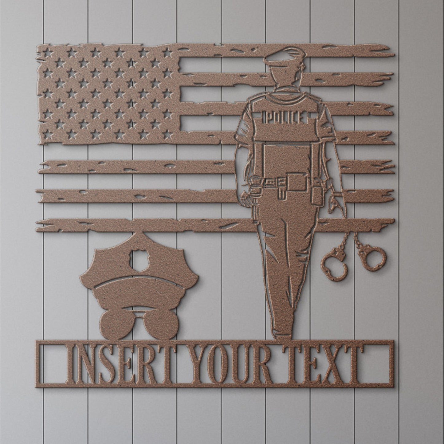 Personalized Police Officer Name Metal Sign. Custom Patriotic Police Force Wall Decor. US Police Officer Monogram Gift. US Police Flag Gift