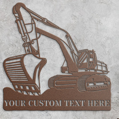 Personalized Excavator Digging Metal Sign With Custom Text, Excavater Operater Gift, Heavy Machinery Wall Decor, Machine Operator Wall Art