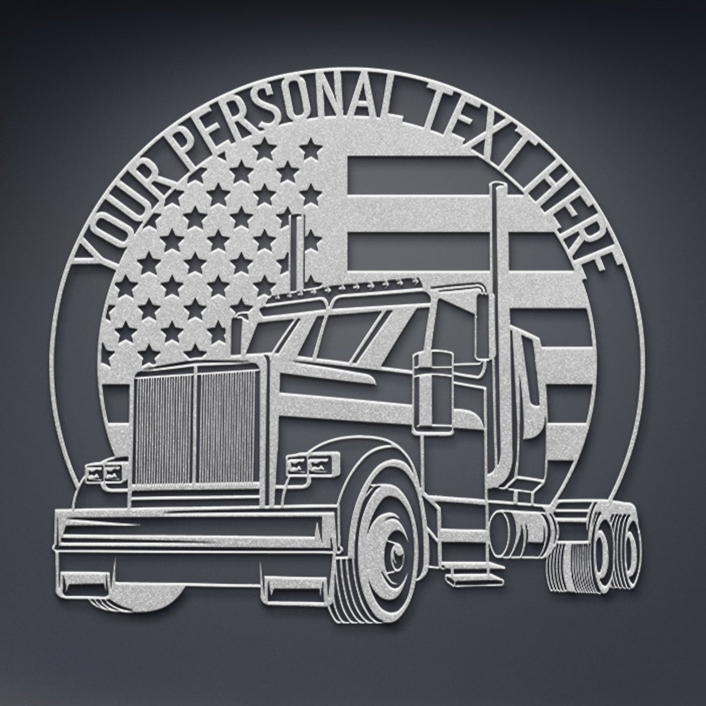 Personalized US Trucker Metal Sign Gift. Personal Patriotic Truck Owner. Lorry Driver Wall Decor. US 18 Wheeler Custom Truck Wall Hanging