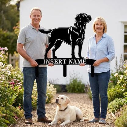 Personalized Labrador Retriever Garden Metal Sign With Stakes. Custom Dog Name Gift
