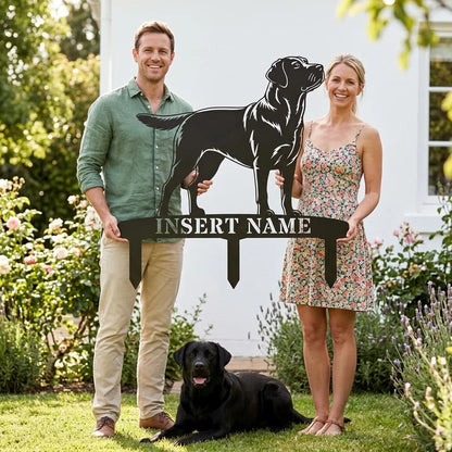 Personalized Labrador Retriever Garden Metal Sign With Stakes. Custom Dog Name Gift