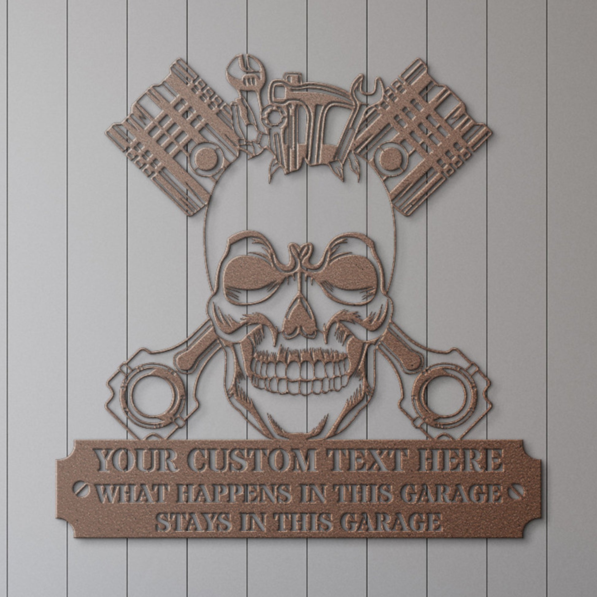 Personalized Garage Tools Name Metal Sign Gift. Personal Man Cave Sign. Custom Mechanic Sign Gift. Skull Wall Hanging. Unique Garage Decor