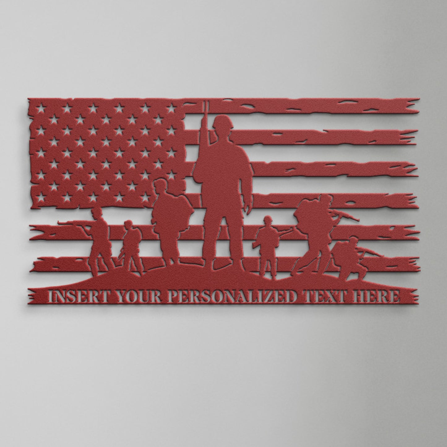 Personalized US Military Flag Metal Sign Gift. Custom American Military Decor. US Military Veteran Gift. Patriotic American Army Wall Decor