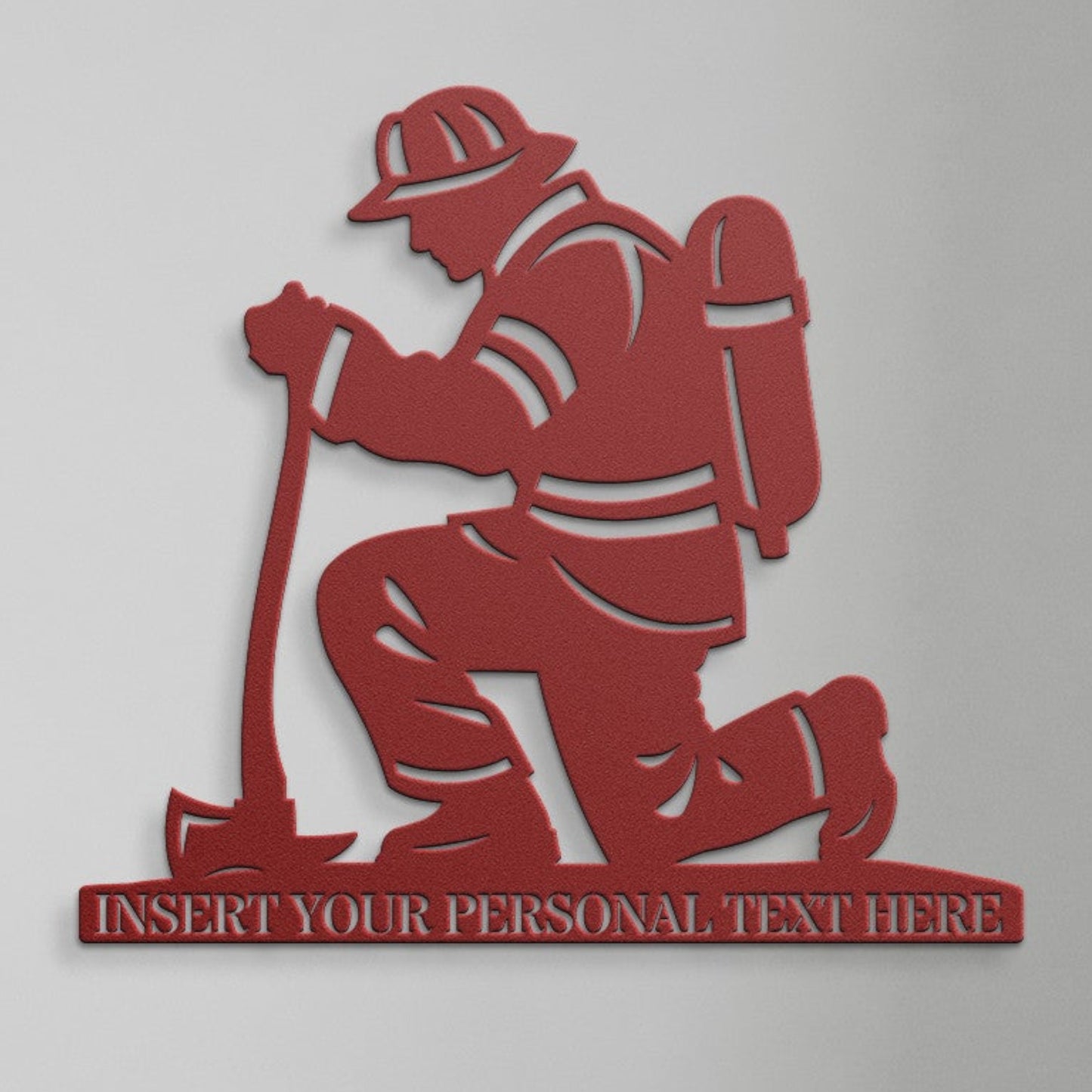 Personalized Kneeling Firefighter Metal Sign. Custom Fireman Memorial Wall Decor Gift. Remembrance Decoration. First Responder Wall Hanging