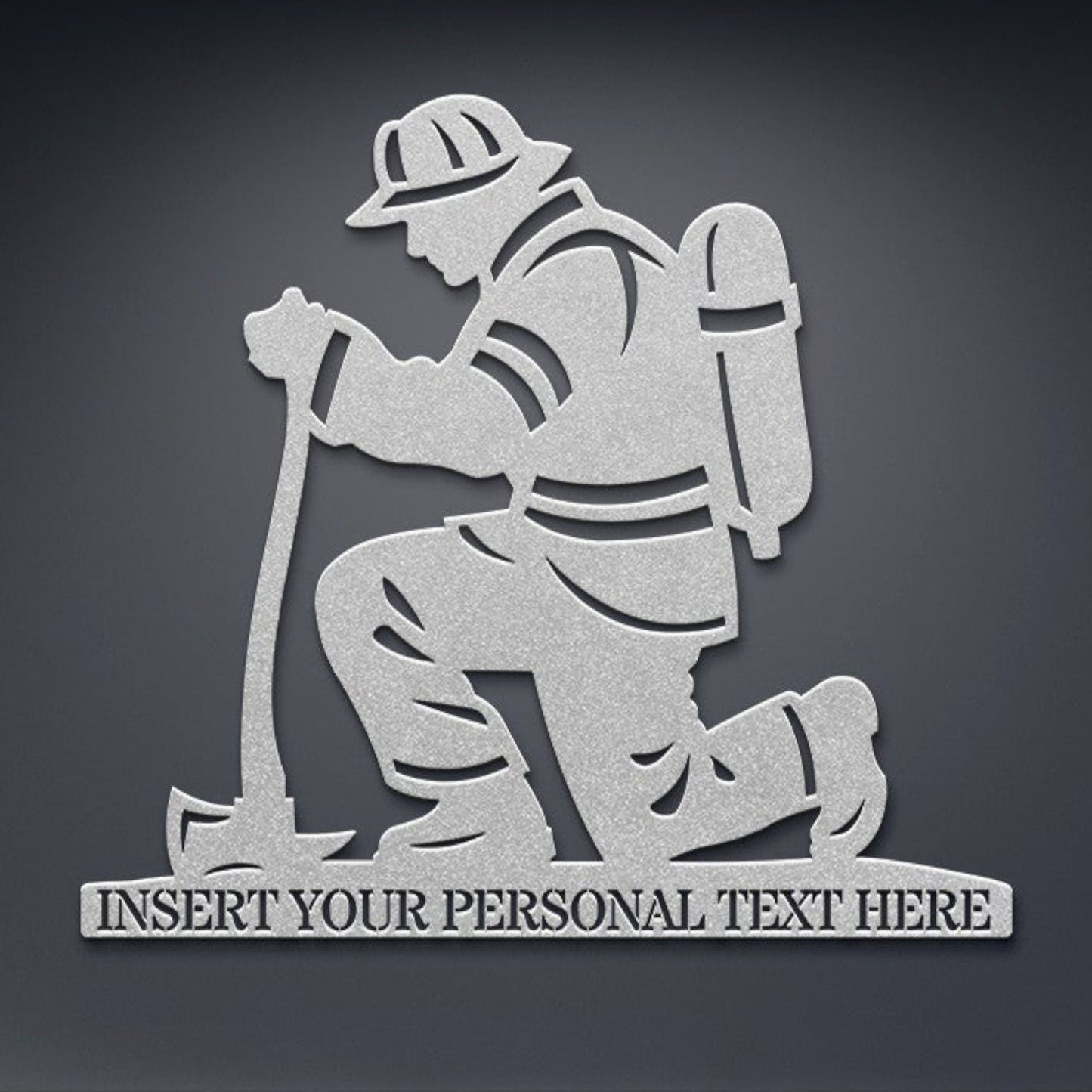 Personalized Kneeling Firefighter Metal Sign. Custom Fireman Memorial Wall Decor Gift. Remembrance Decoration. First Responder Wall Hanging