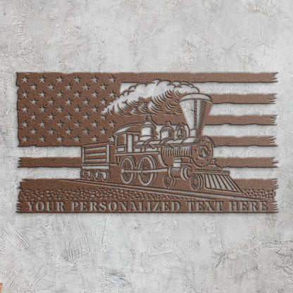 Railroad Personalized Name Metal Sign Gift. Railway Metal Wall Art Monogram. Custom Locomotive Name Steel Sign. US Steamtrain Operator Gift