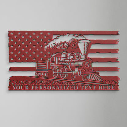 Railroad Personalized Name Metal Sign Gift. Railway Metal Wall Art Monogram. Custom Locomotive Name Steel Sign. US Steamtrain Operator Gift