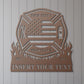 Custom Firefighter Maltese Cross Name Metal Sign. Personalized US Firefighter Wall Decor Monogram. Customize Steel Sign Gift For Firefighter